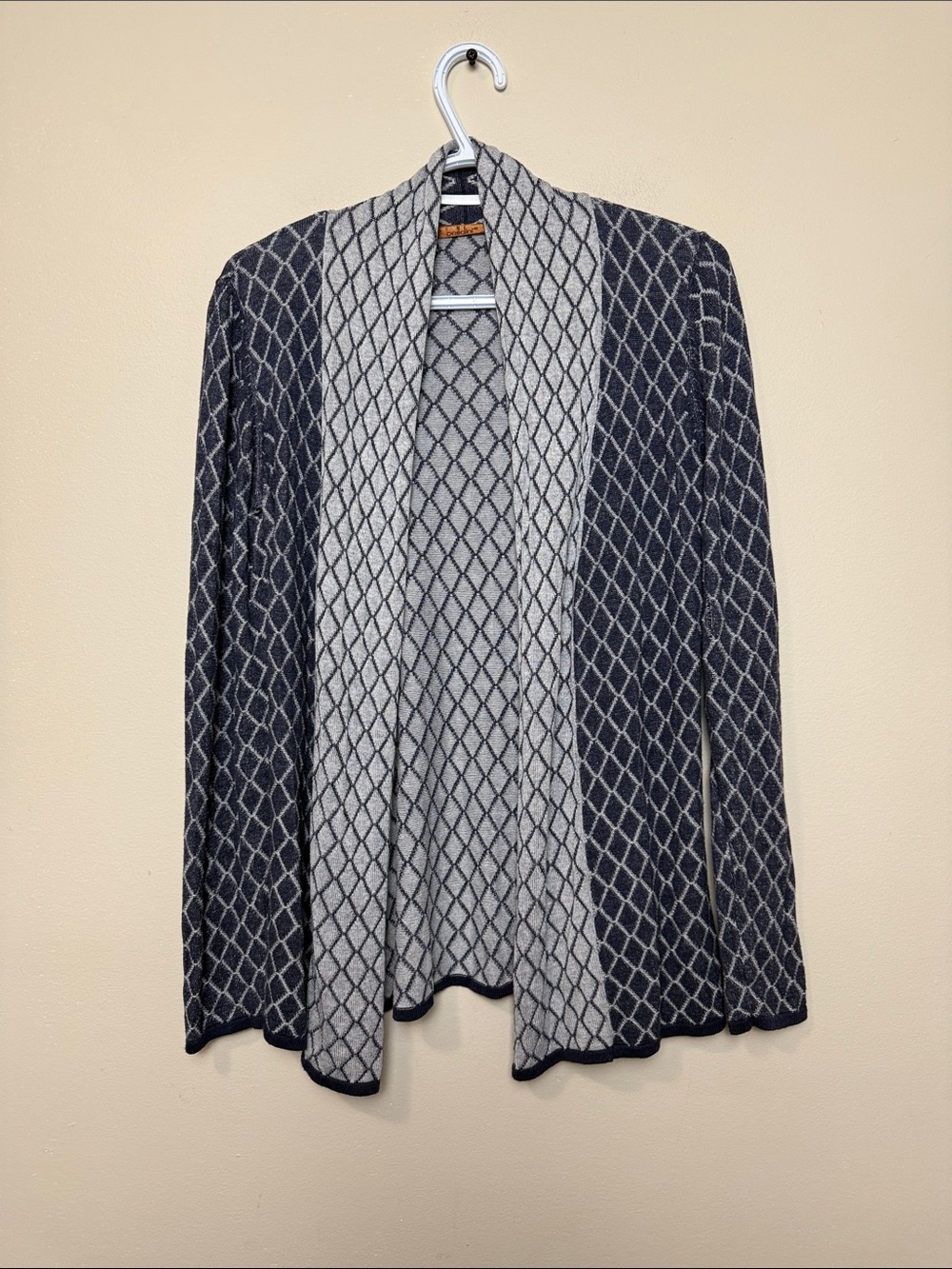 Belldini Open-Front Diamond Knit Cardigan  size  M